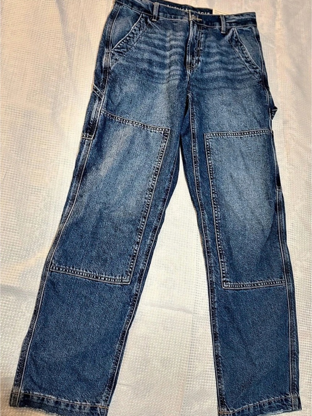 American Eagle AE Highest Waist Utility Straight Jean women Blue Cargo Pants